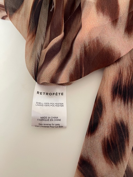 RETROFETE Opaline Long Sleeve Animal Print Ruched Draped Neck Maxi Dress Sz XS - Picture 9 of 9